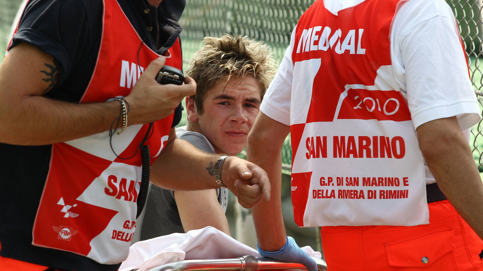 Redding after crash, San Marino Moto2 GP, 2010