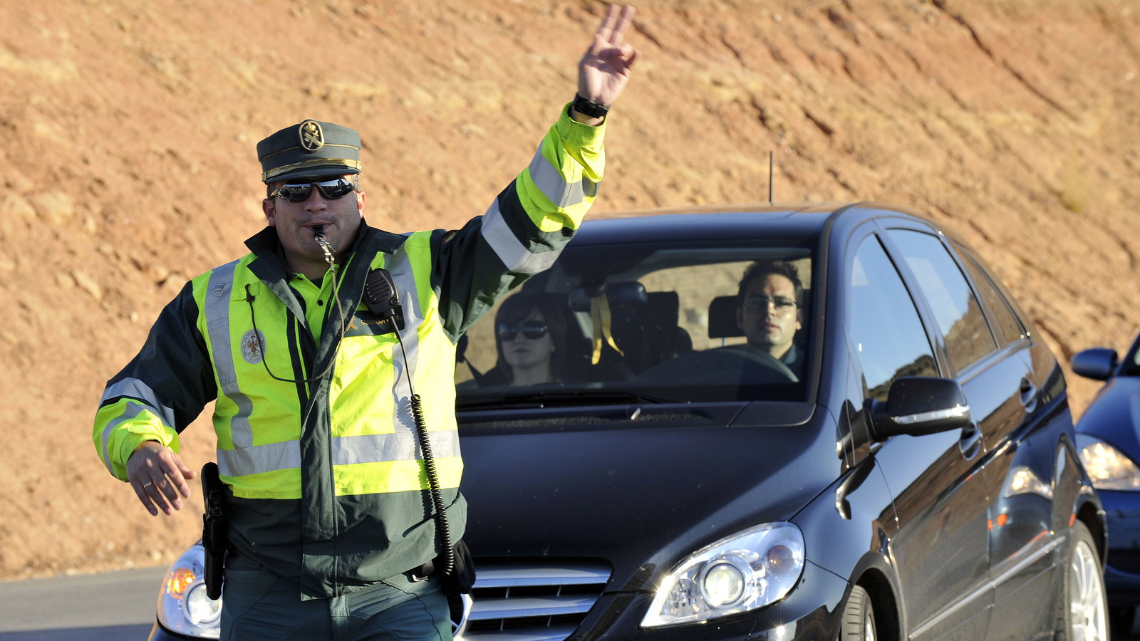 Police directing traffic, Aragon MotoGP 2010