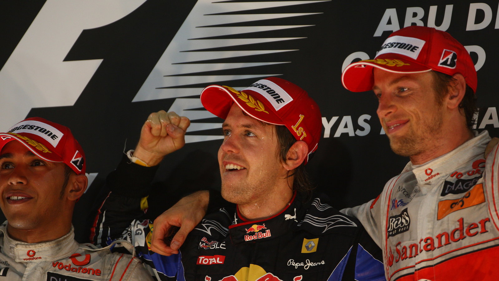 Race, Sebastian Vettel (GER), Red Bull Racing, RB6 race winner and Champion 2010, Lewis Hamilton (GB
