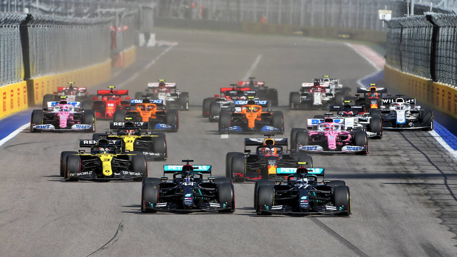 (L to R): Lewis Hamilton (GBR) M