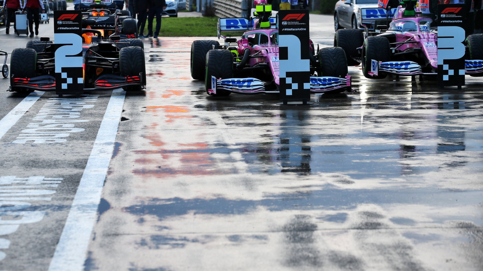 The top three in parc ferme: Max Vers