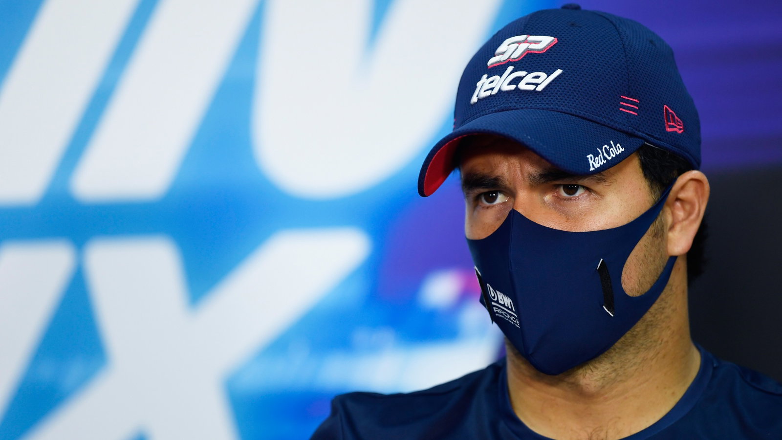 Sergio Perez (MEX) Racing Point F1 Team in the FIA Press Conference.