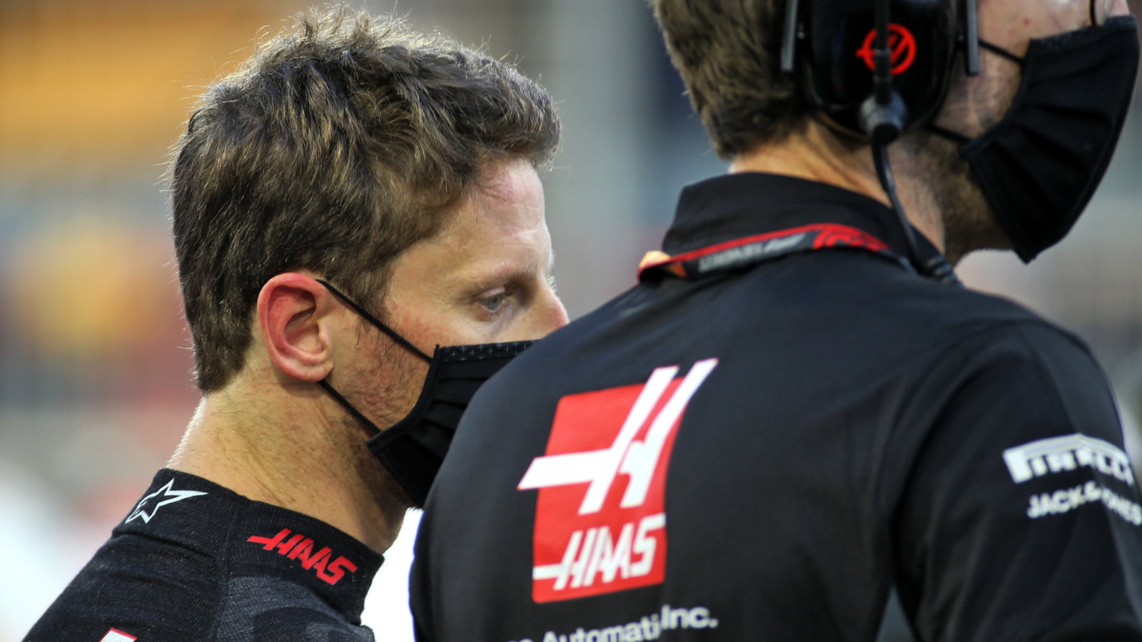 Romain Grosjean (FRA) Haas F1 Team on the grid.