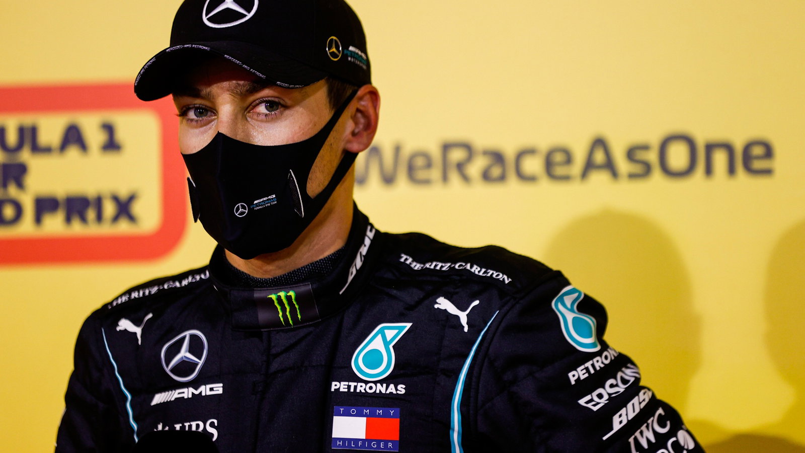 George Russell (GBR) Mercedes AMG F1 in qualifying parc ferme.