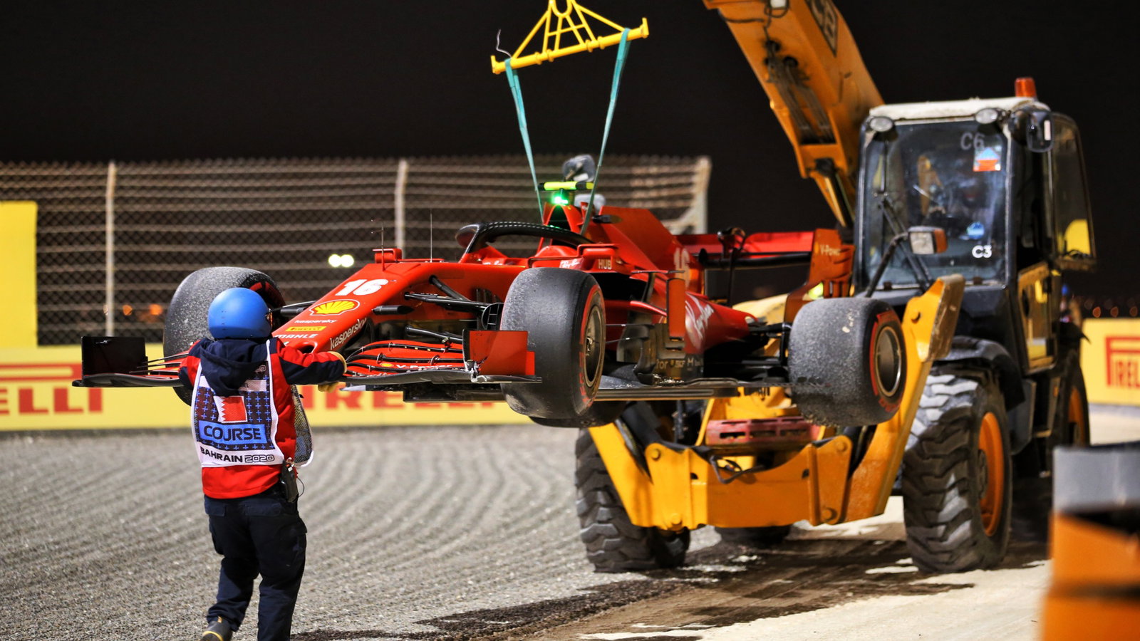 The Ferrari SF1000 of race retiree Charles Leclerc (MON) Ferrari is removed from the circuit.