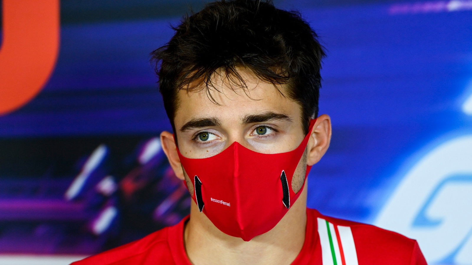 Charles Leclerc (MON) Ferrari in the FIA Press Conference.