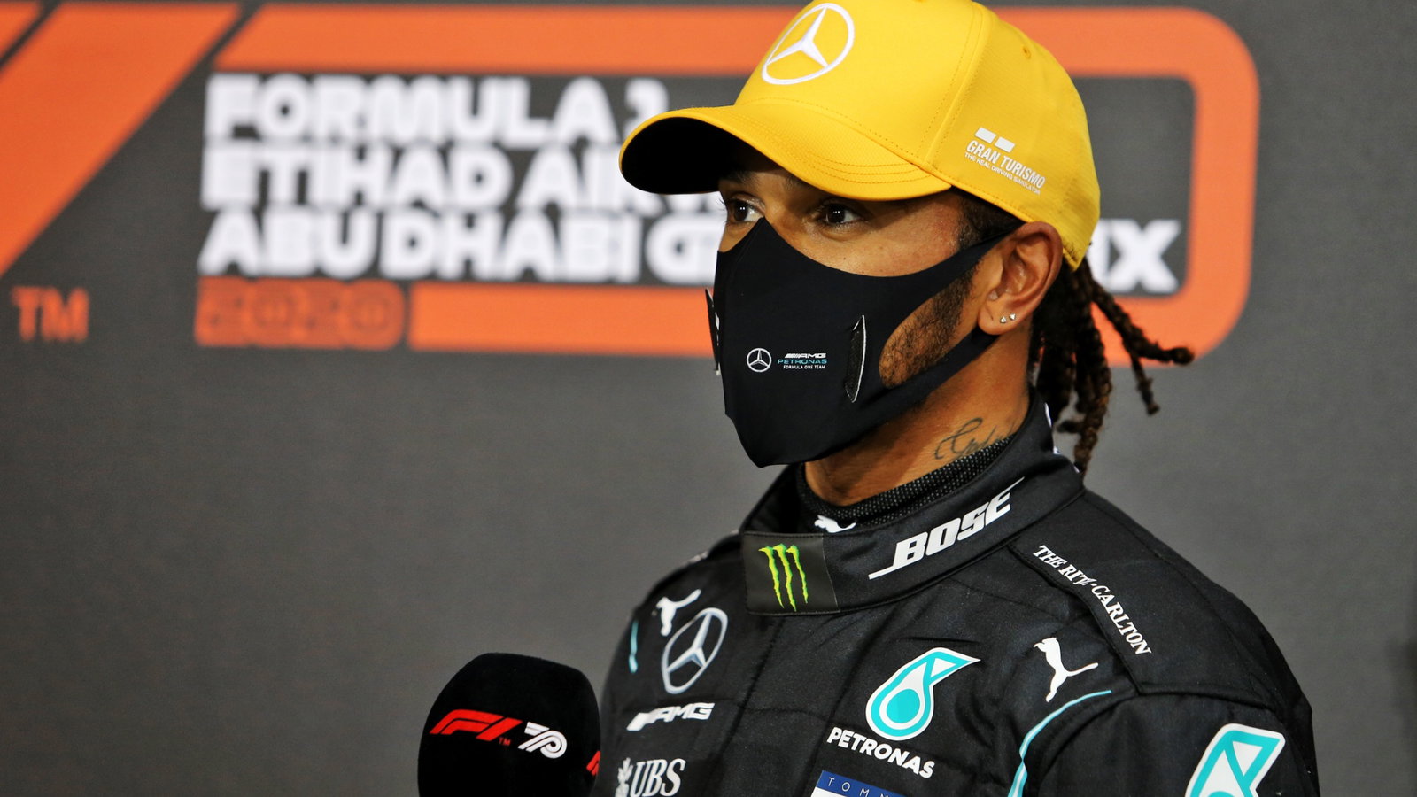 Lewis Hamilton (GBR) Mercedes AMG F1 in qualifying parc ferme.