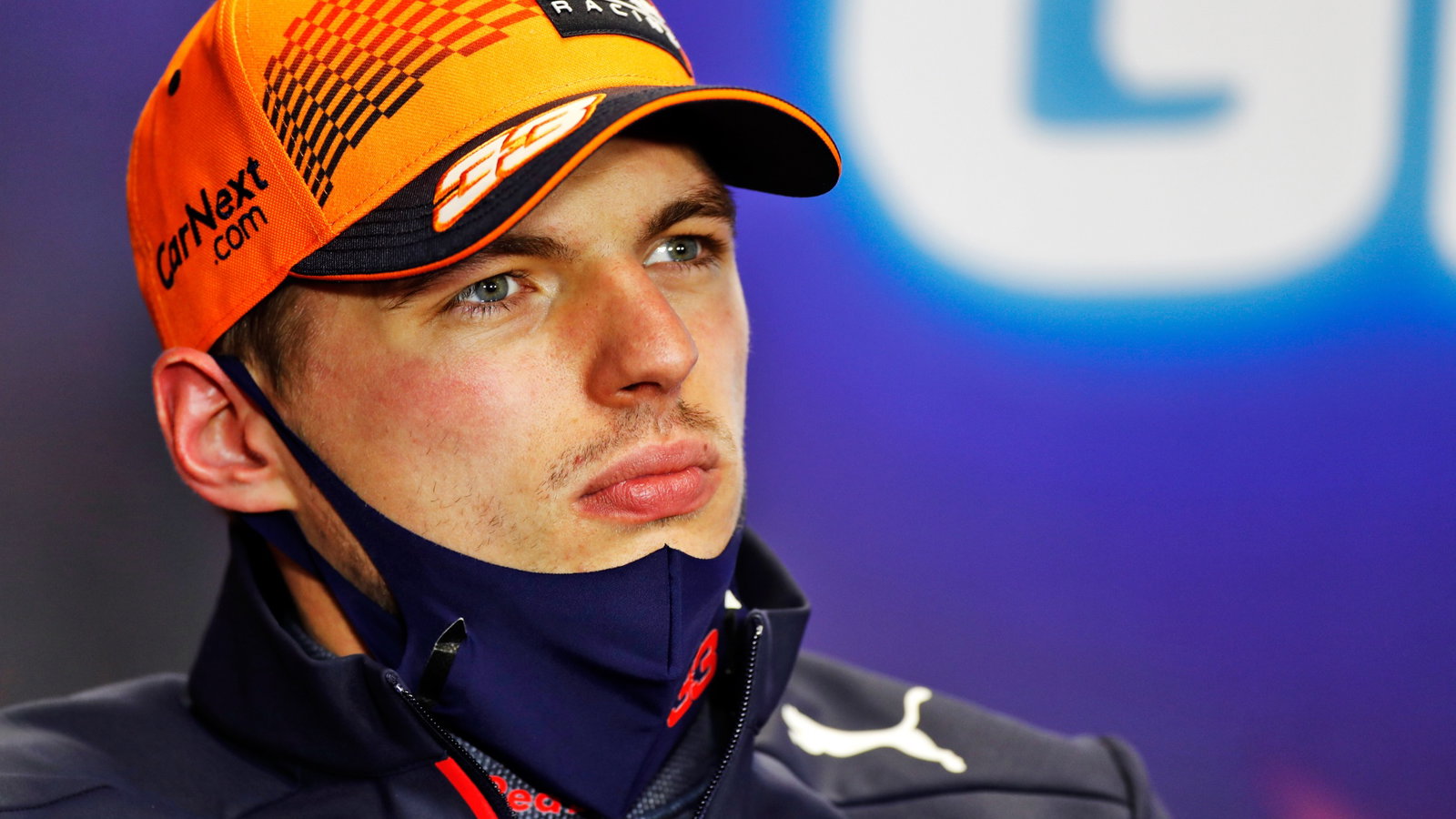 Max Verstappen (NLD) Red Bull Racing in the post race FIA Press Conference.