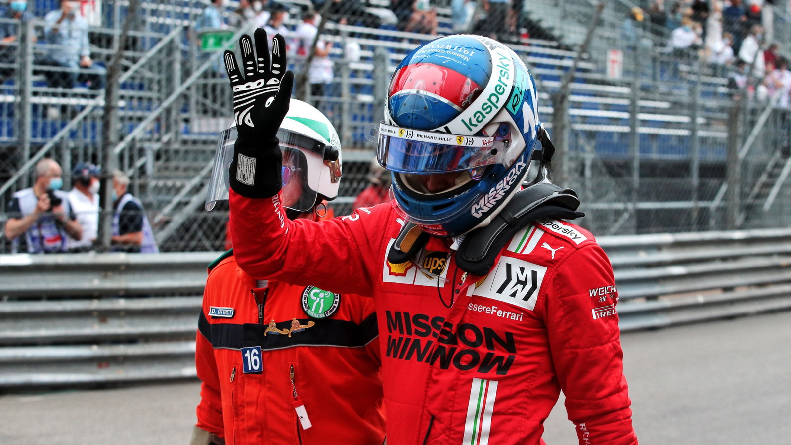 Charles Leclerc (MON) Ferrari after crashing out of qualifying.