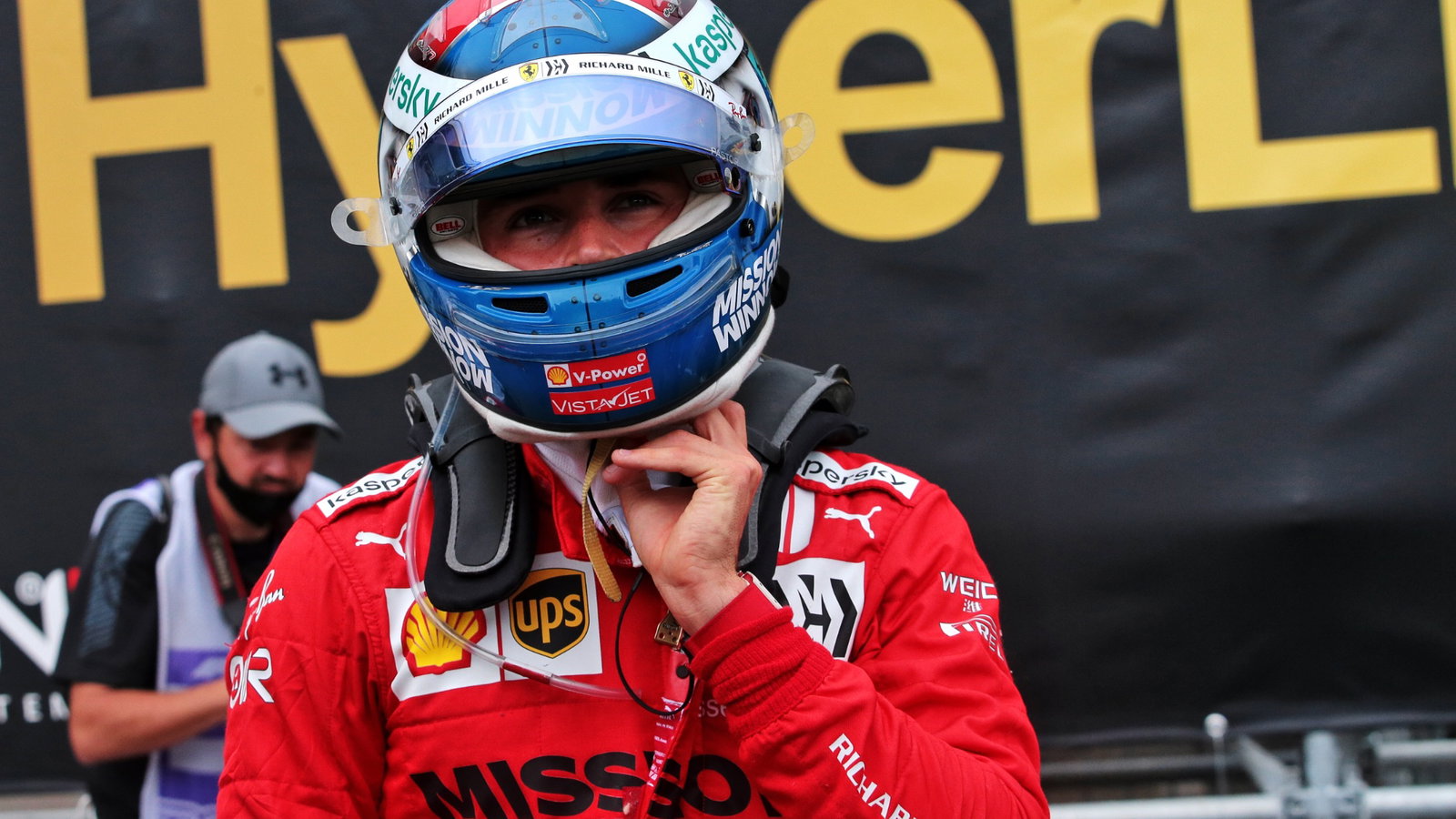 Charles Leclerc (MON) Ferrari after crashing out of qualifying.