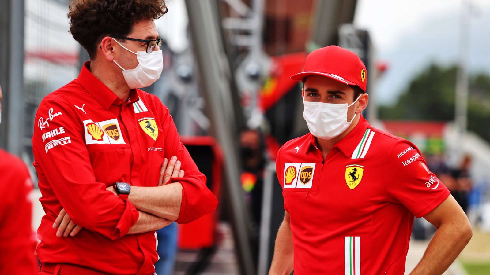 (L to R): Mattia Binotto (ITA) Ferrari Team Principal with Charles Leclerc (MON) Ferrari.