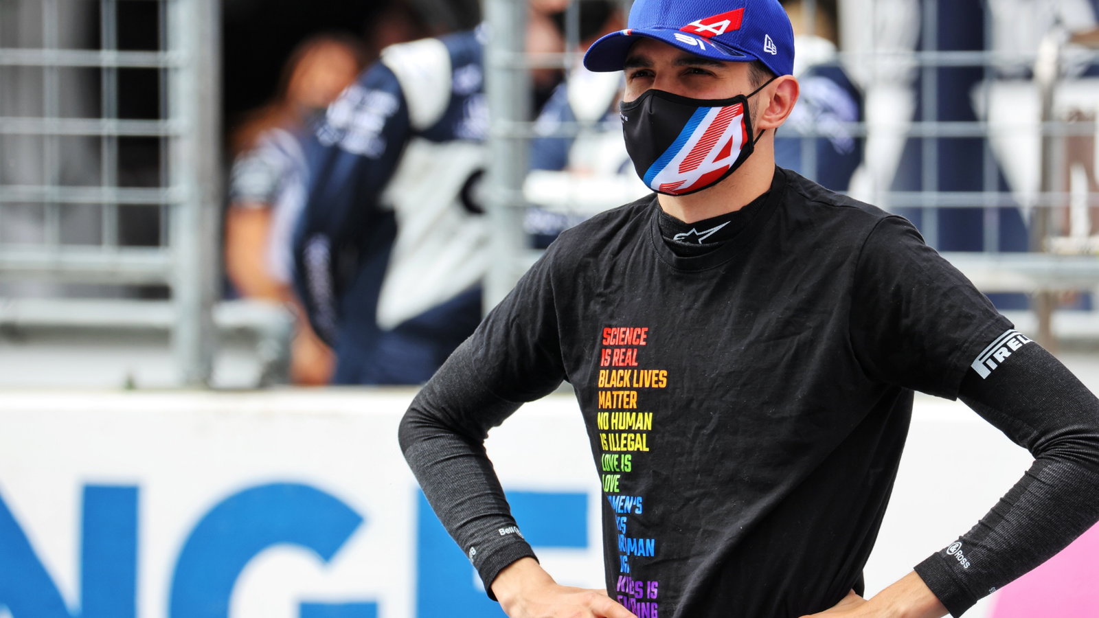 Esteban Ocon (FRA) Alpine F1 Team on the grid.