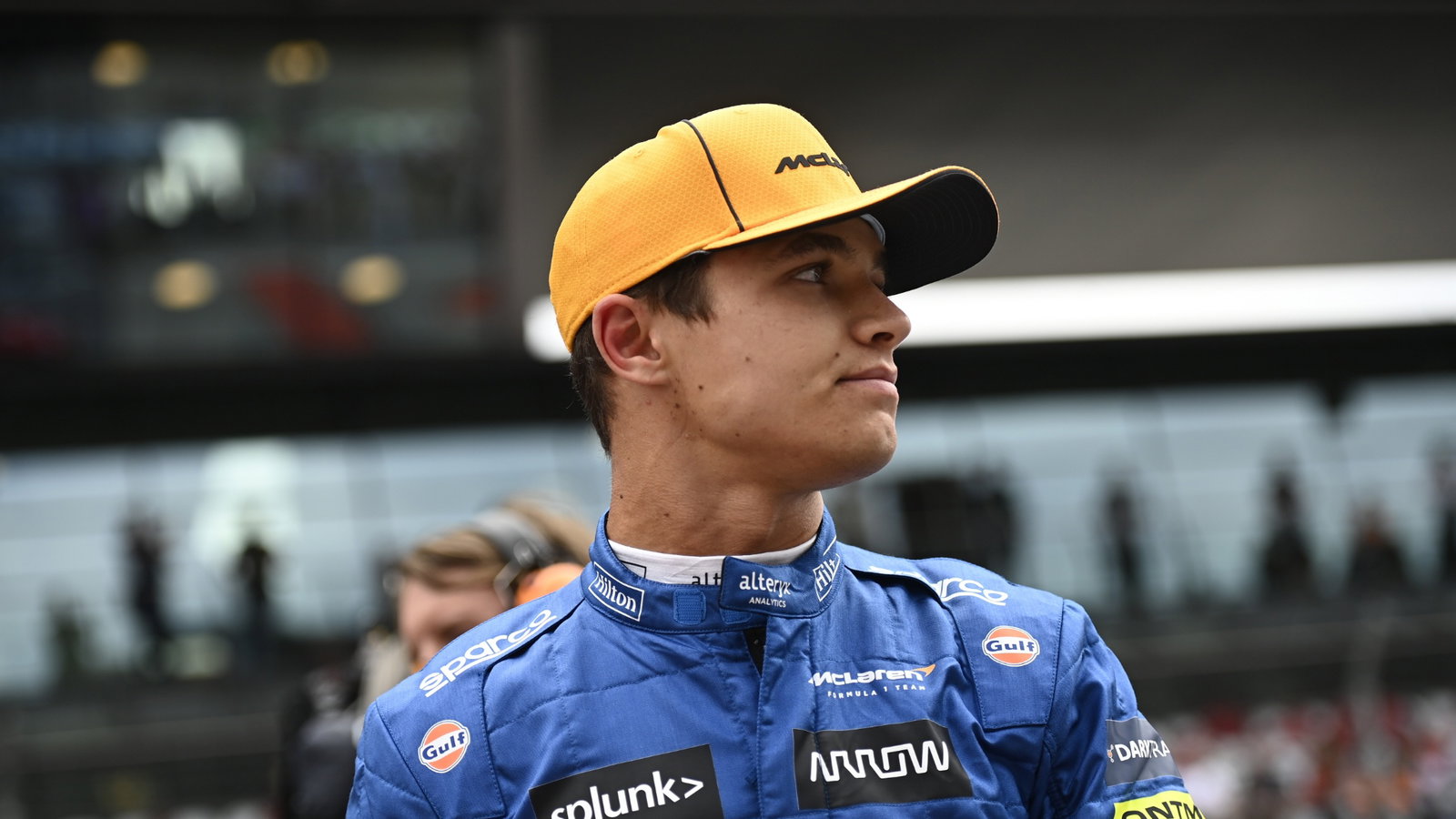 Lando Norris (GBR) McLaren on the grid.