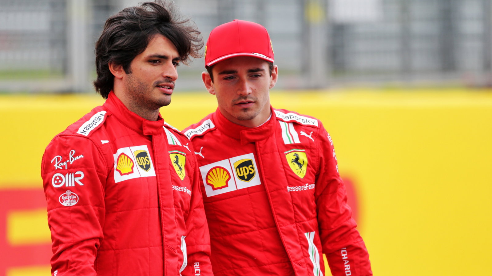 (L to R): Carlos Sainz Jr (ESP) Ferrari and team mate Charles Leclerc (MON) Ferrari - 2022 Car Launch.