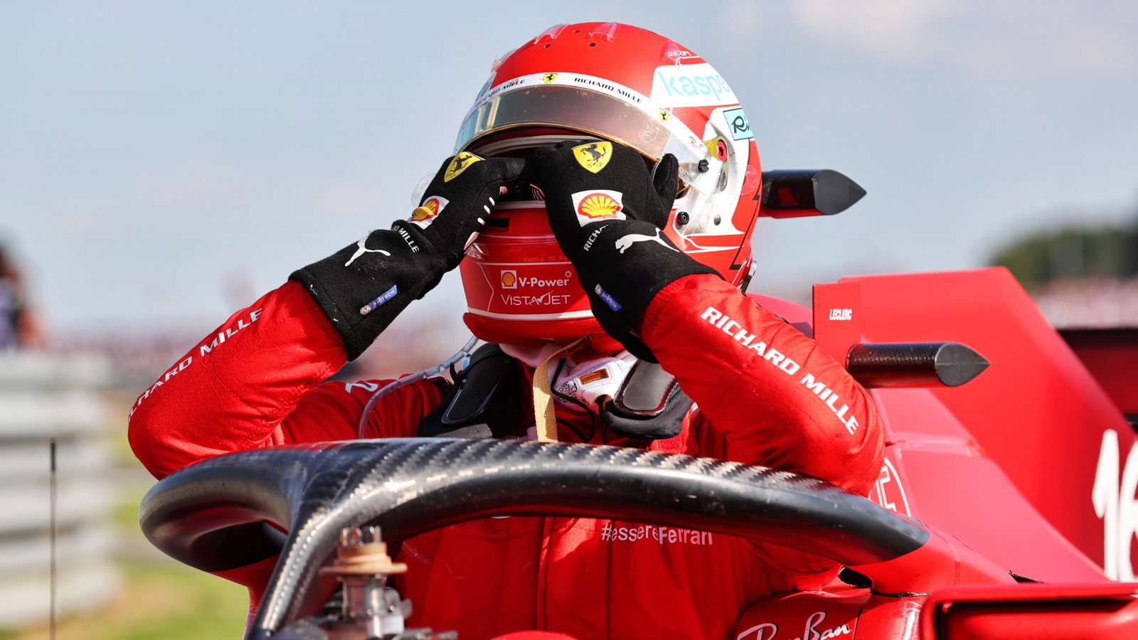 Second placed Charles Leclerc (MON) Ferrari SF-21 in parc ferme.