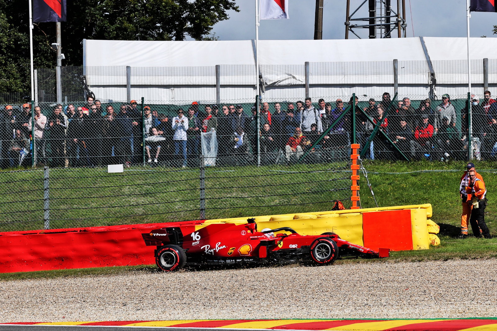 Charles Leclerc (MON) Ferrari SF-21 crashed in the second practice session.