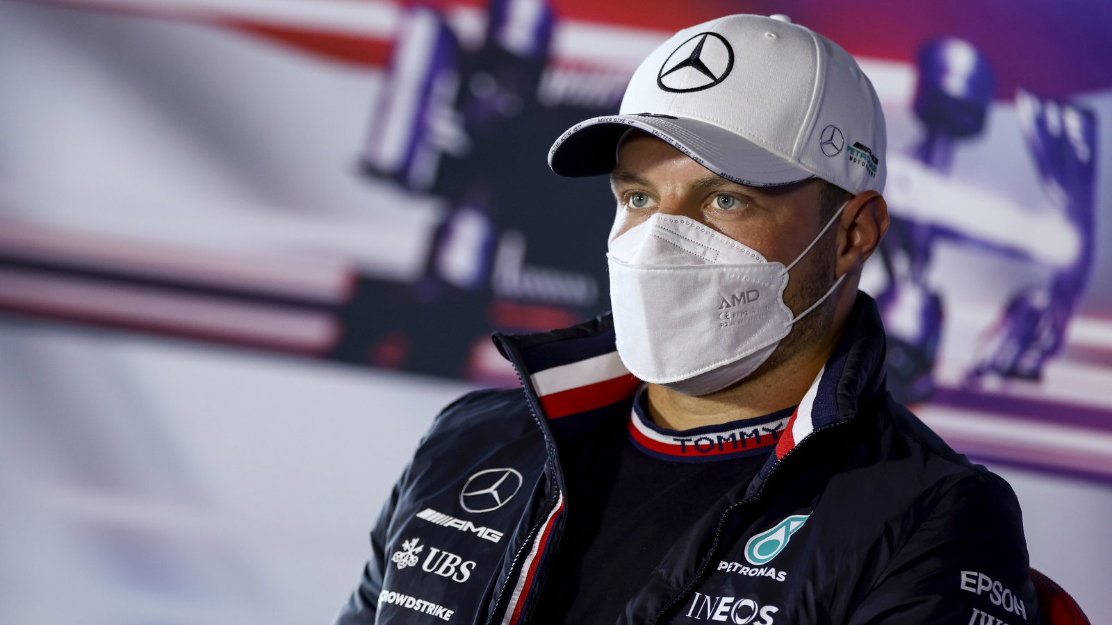 Valtteri Bottas (FIN) Mercedes AMG F1 in the FIA Press Conference.