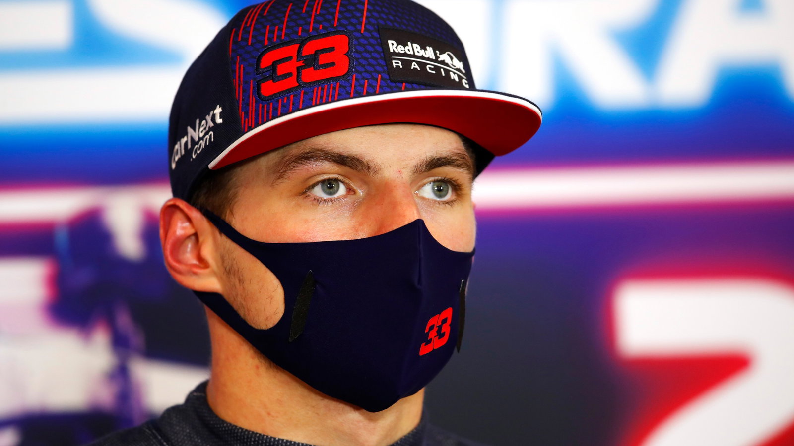 Max Verstappen (NLD) Red Bull Racing in the post race FIA Press Conference.
