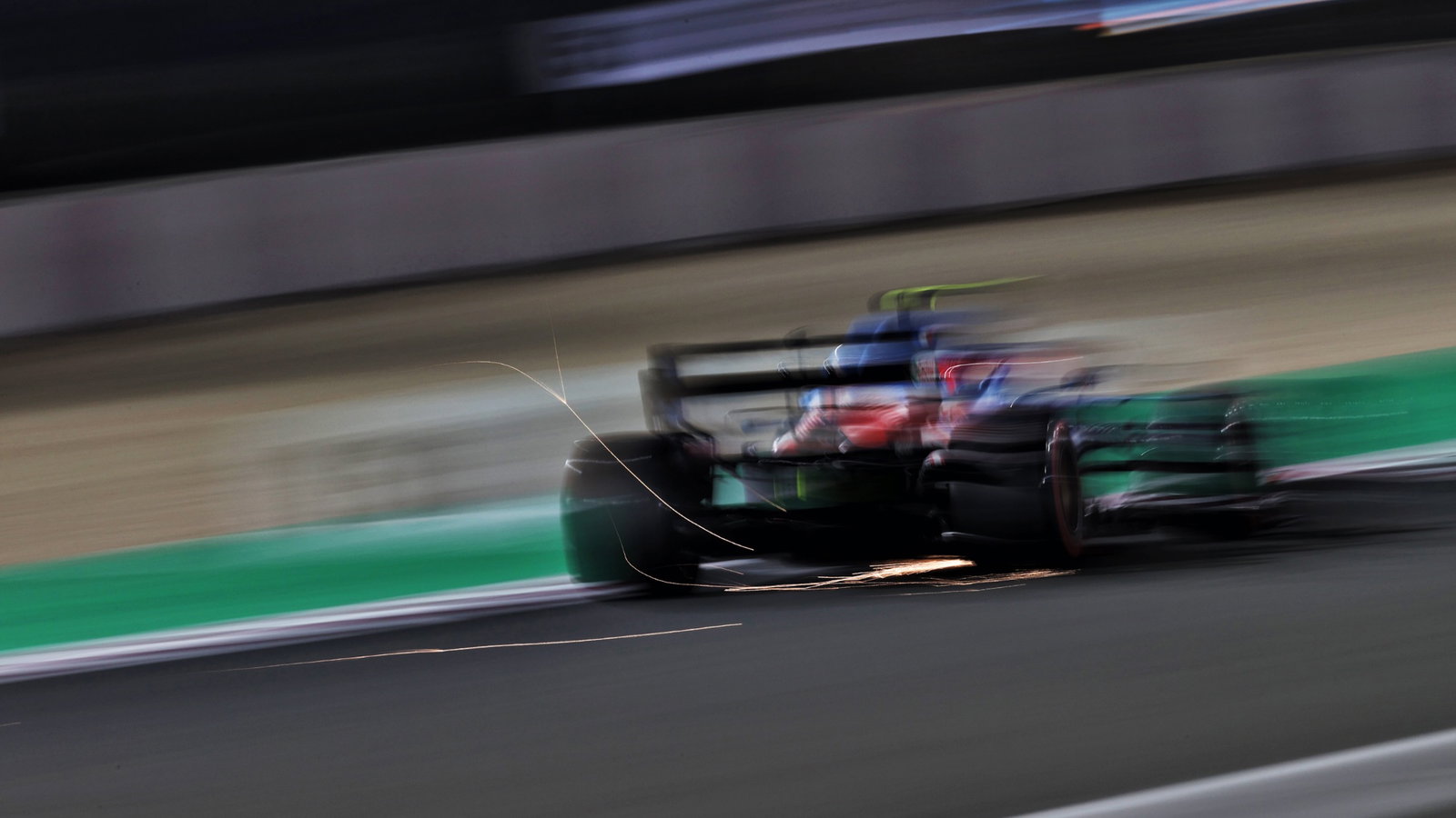 Esteban Ocon (FRA) Alpine F1 Team A521 sends sparks flying.