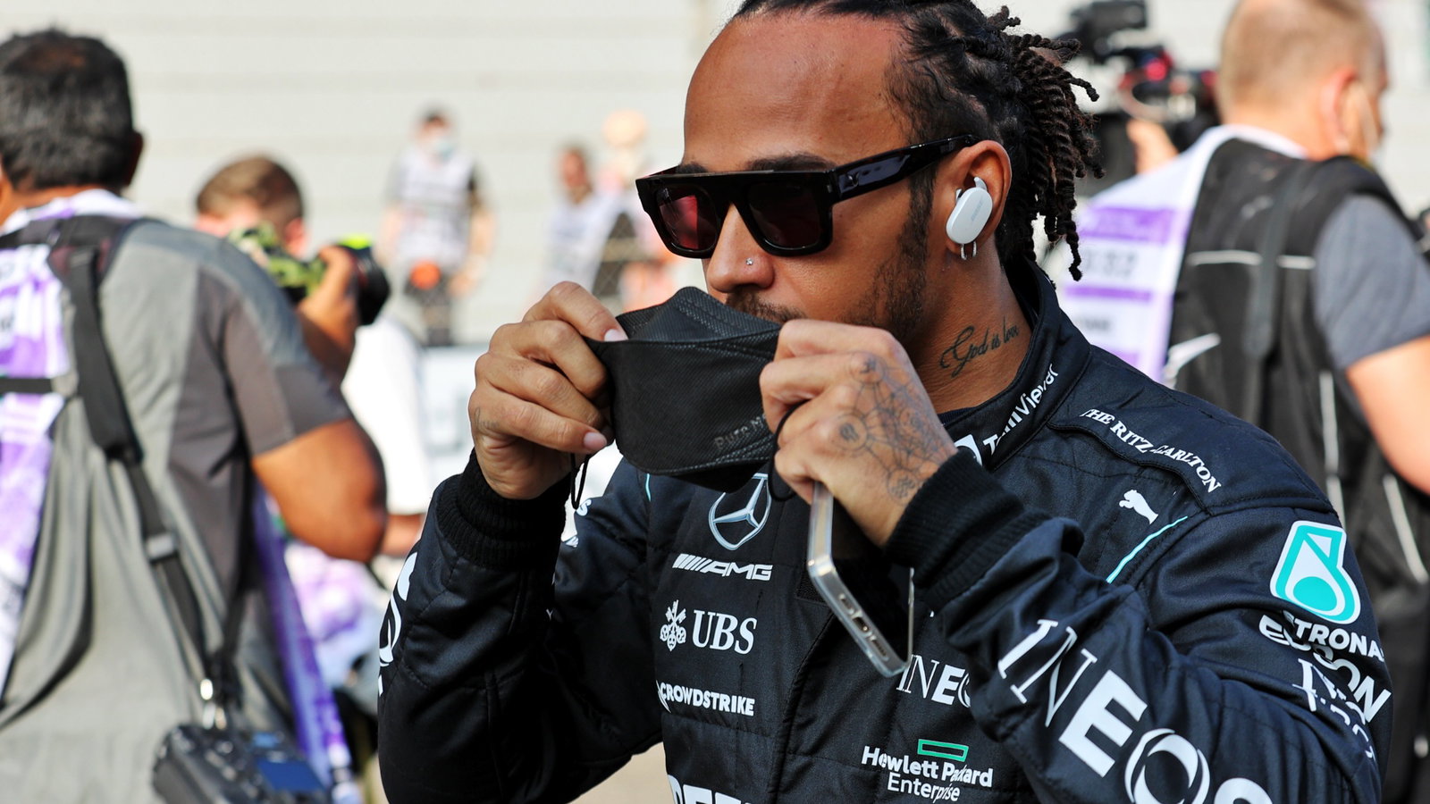 Lewis Hamilton (GBR) Mercedes AMG F1 on the drivers parade.