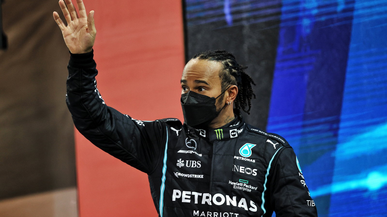 Second placed Lewis Hamilton (GBR) Mercedes AMG F1 on the podium.