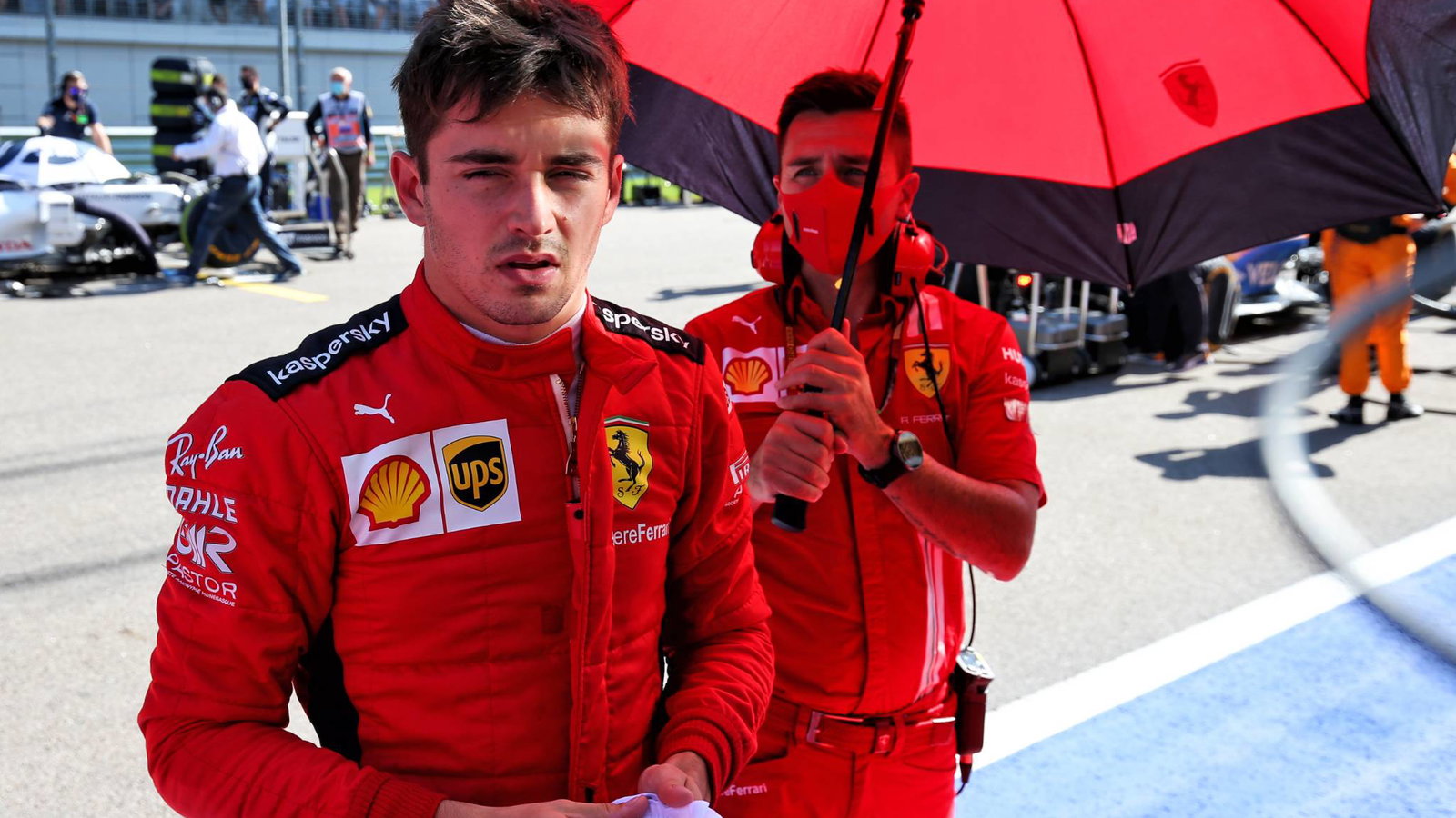 Charles Leclerc (MON) Ferrari on the grid.
