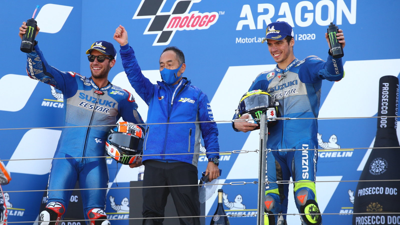 Alex Rins, Ken Kawauchi, Joan Mir, MotoGP race, Aragon MotoGP. 18 October 2020