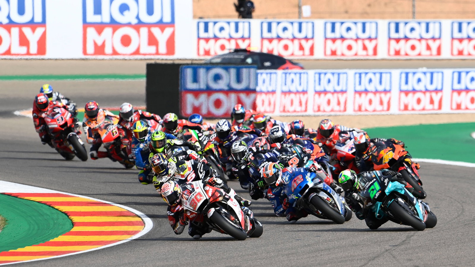 Takaaki Nakagami, race start, Teruel MotoGP race. 25 October 2020