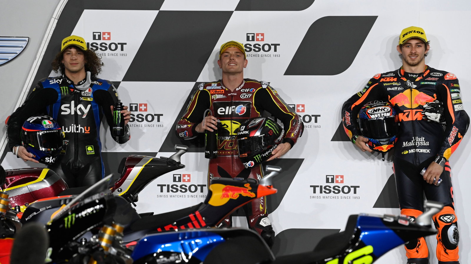 Sam Lowes Remy Gardner Marco Bezzecchi parc ferme, Moto2, Doha MotoGP, 3 April 2021