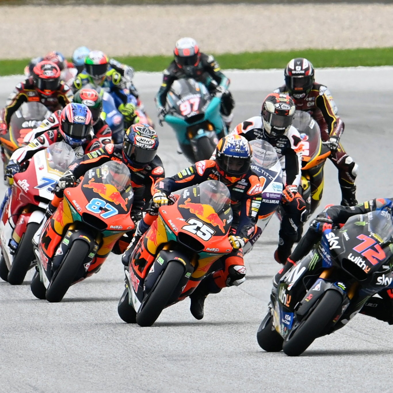 Marco Bezzecchi race start, Moto2 race, Styria MotoGP, 8 August 2021