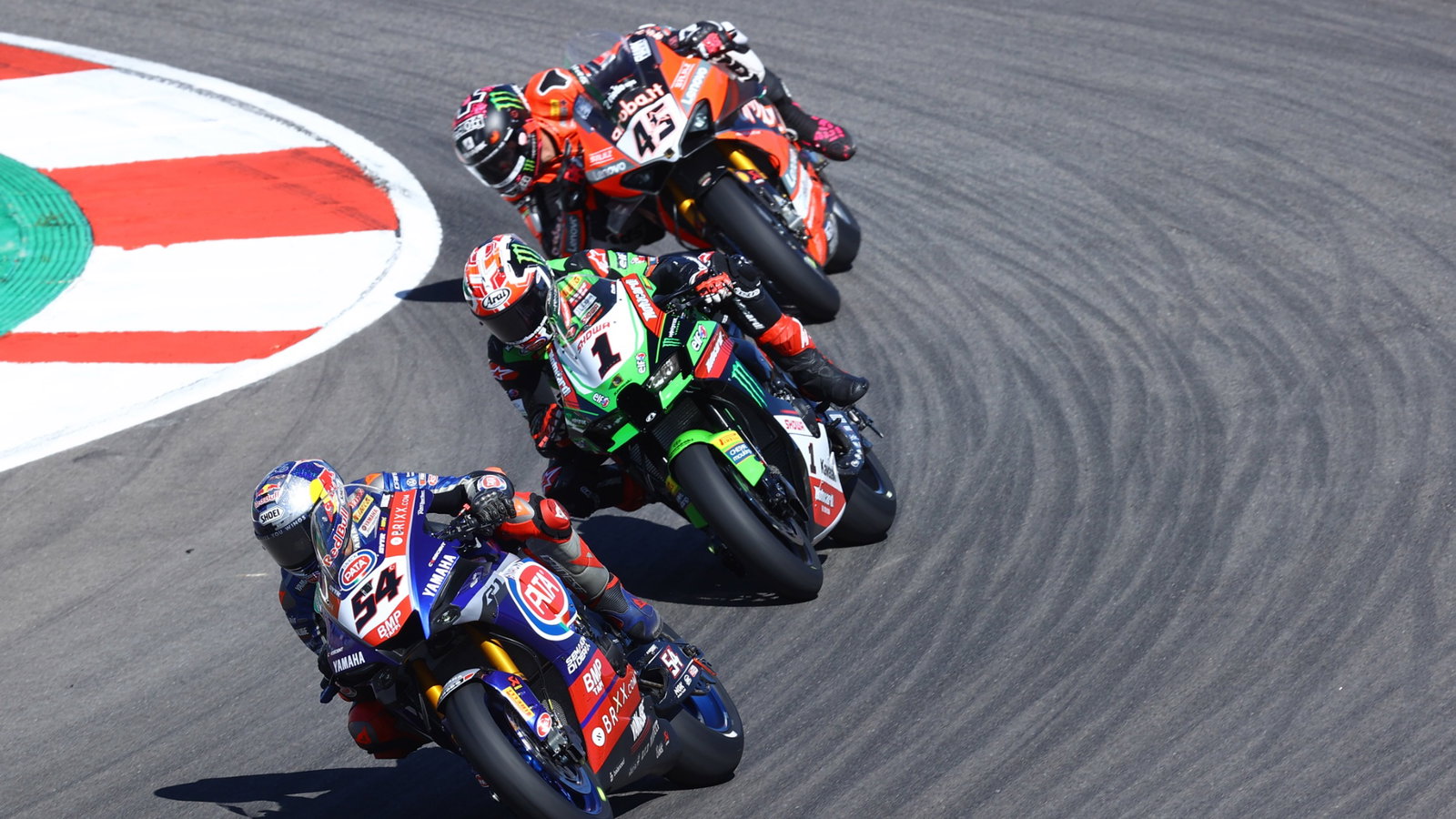 Toprak Razgatlioglu, Jonathan Rea and Scott Redding, Portuguese WorldSBK race2, 3 October 2021