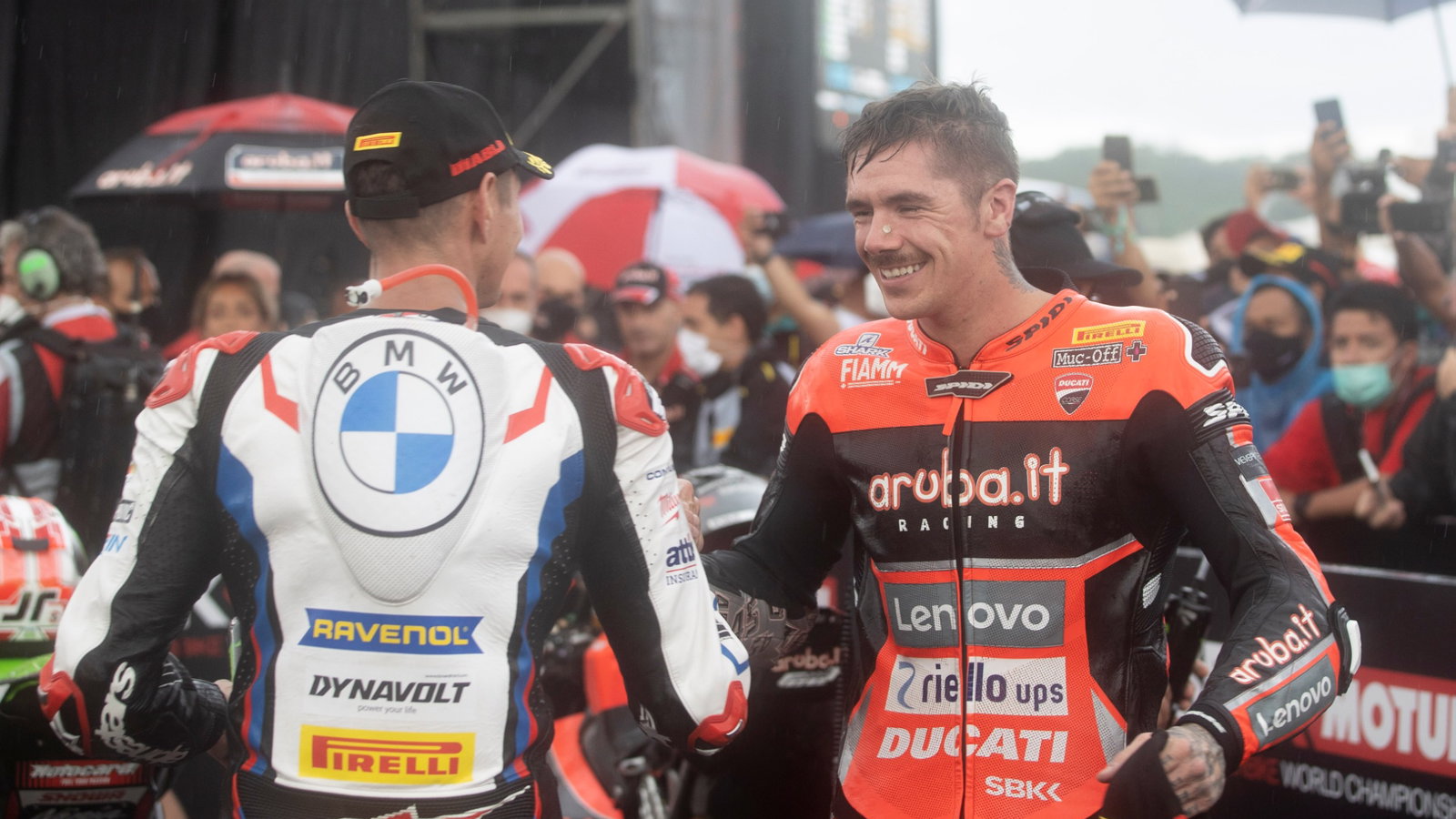 Scott Redding and Michael van der Mark, Indonesian WorldSBK race2, 21 November 2021