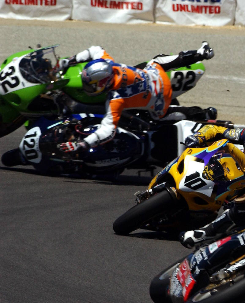 Picture: Bostrom hit by Yates' Suzuki.