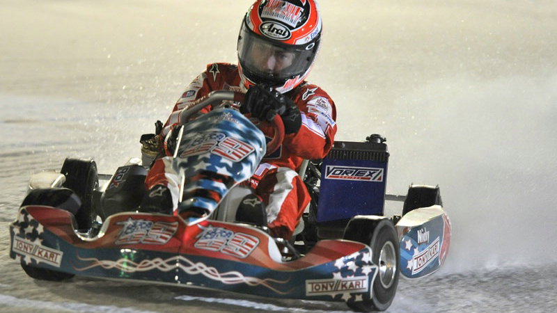 Hayden wins Wrooom ice race.