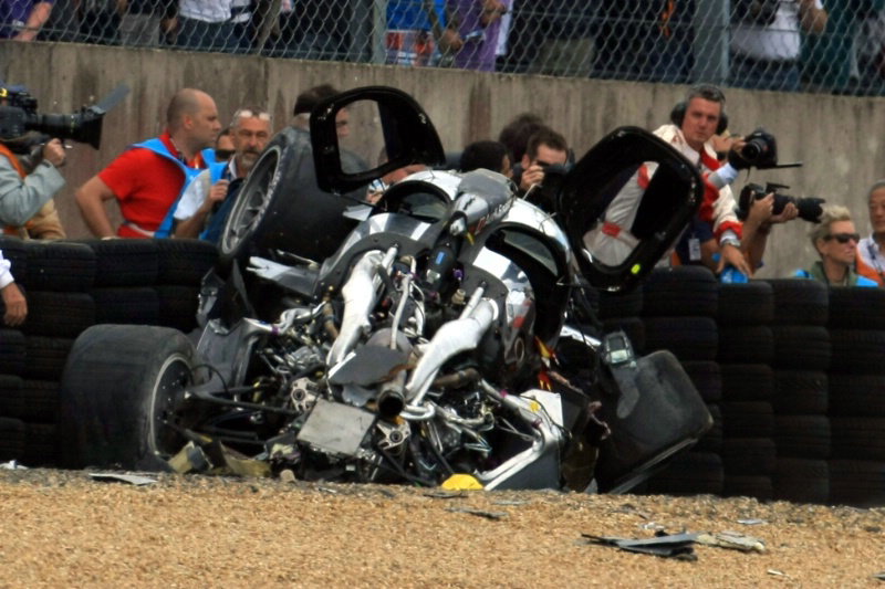 Allan McNish escapes horror Le Mans shunt