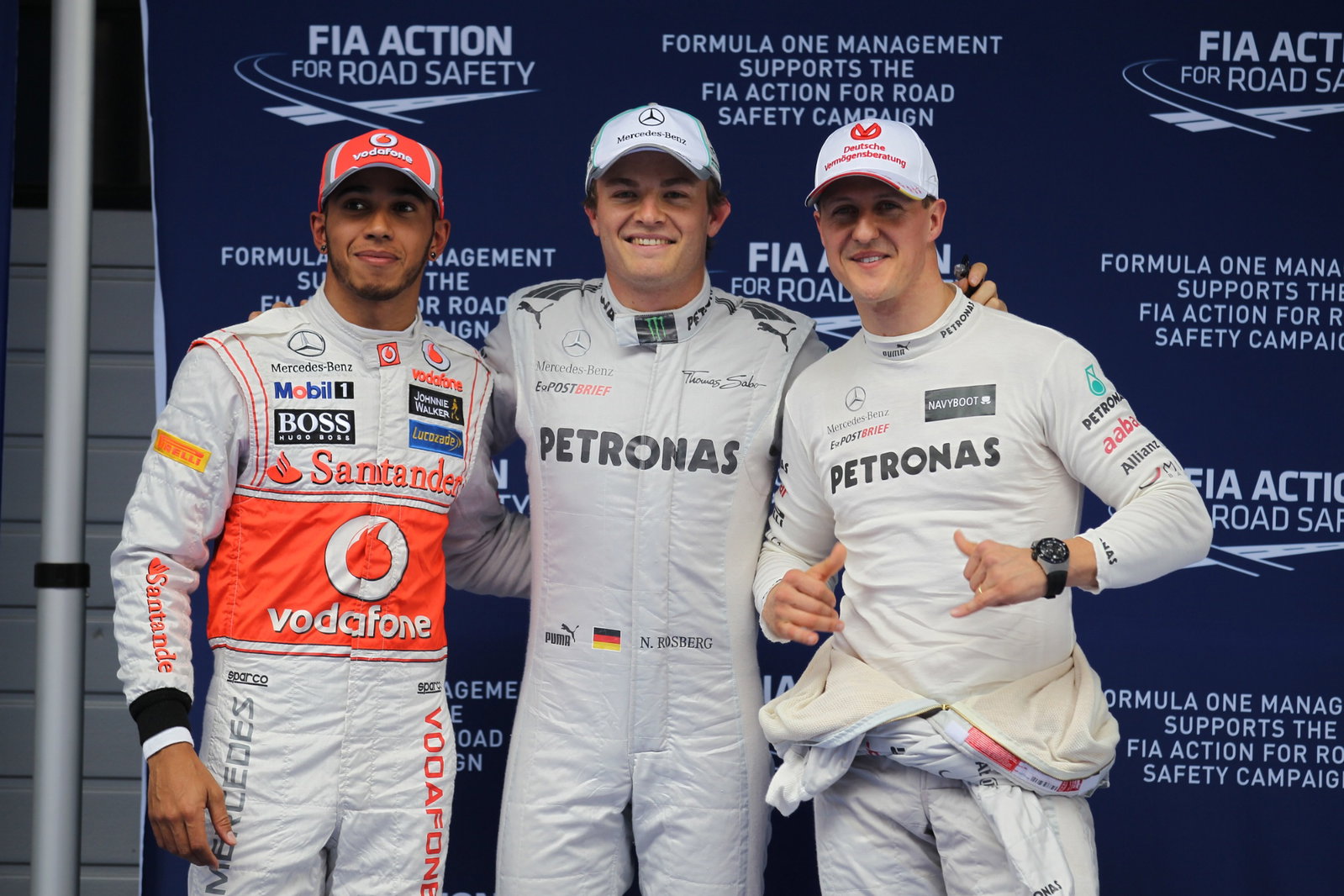 - Qualifying, Pole Position Celebration: 1st Nico Rosberg (GER) Mercedes AMG F1 W03, 2nd Lewis Hamilton (GBR) McLaren
