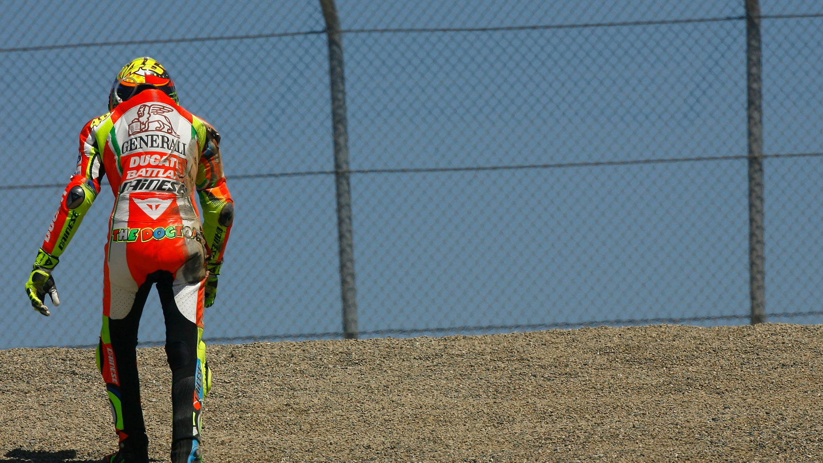 Rossi after crash, USA MotoGP