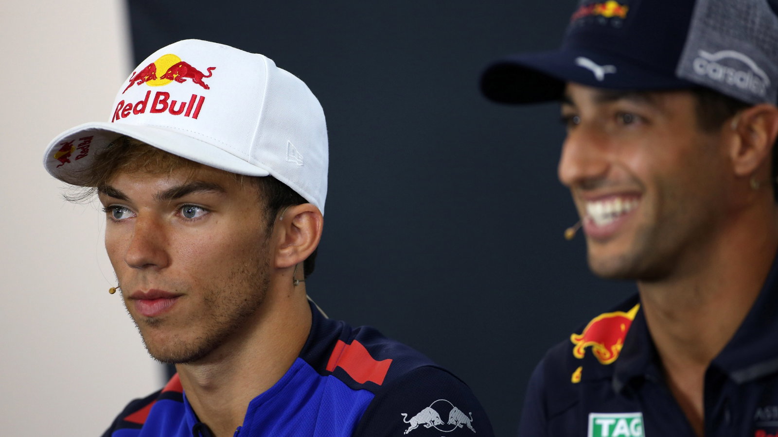 - Press conference, Pierre Gasly (FRA) Scuderia Toro Rosso STR13 and Daniel Ricciardo (AUS) Red Bull Racing