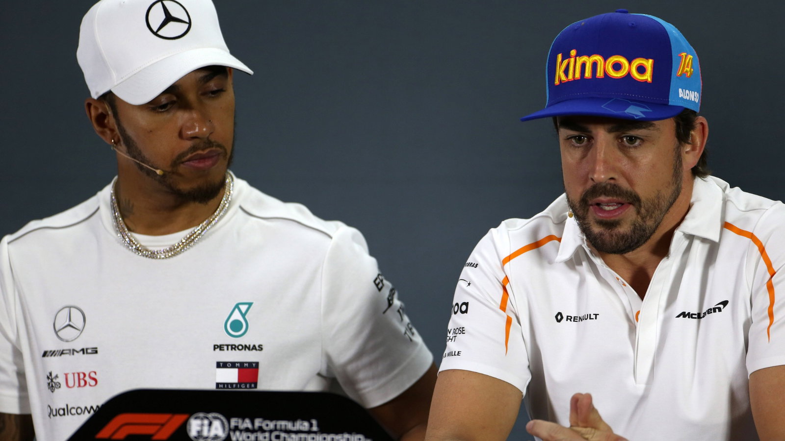  - Press conference, Lewis Hamilton (GBR) Mercedes AMG F1 W09 and Fernando Alonso (ESP) McLaren