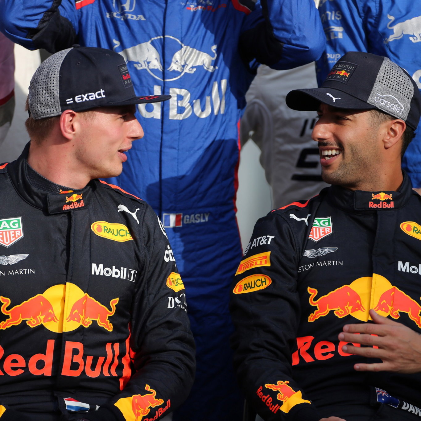  - Max Verstappen (NED) Red Bull Racing RB14 and Daniel Ricciardo (AUS) Red Bull Racing