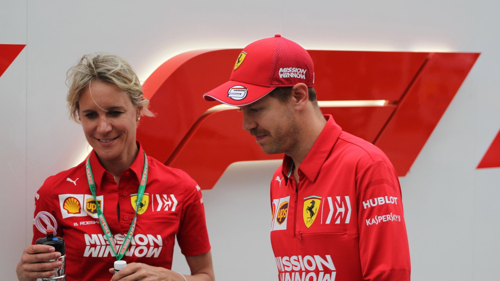 - driver parade, Sebastian Vettel (GER) Scuderia Ferrari SF90 and Britta Roeske (GER) Ferrari Press