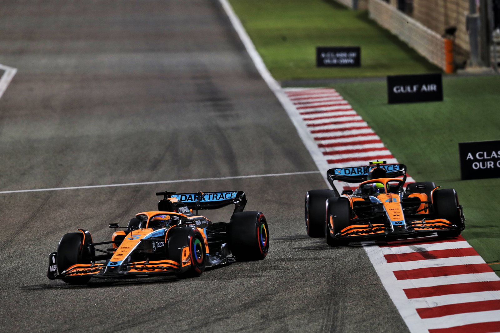 Daniel Ricciardo (AUS) McLaren MCL36 leads team mate Lando Norris (GBR) McLaren