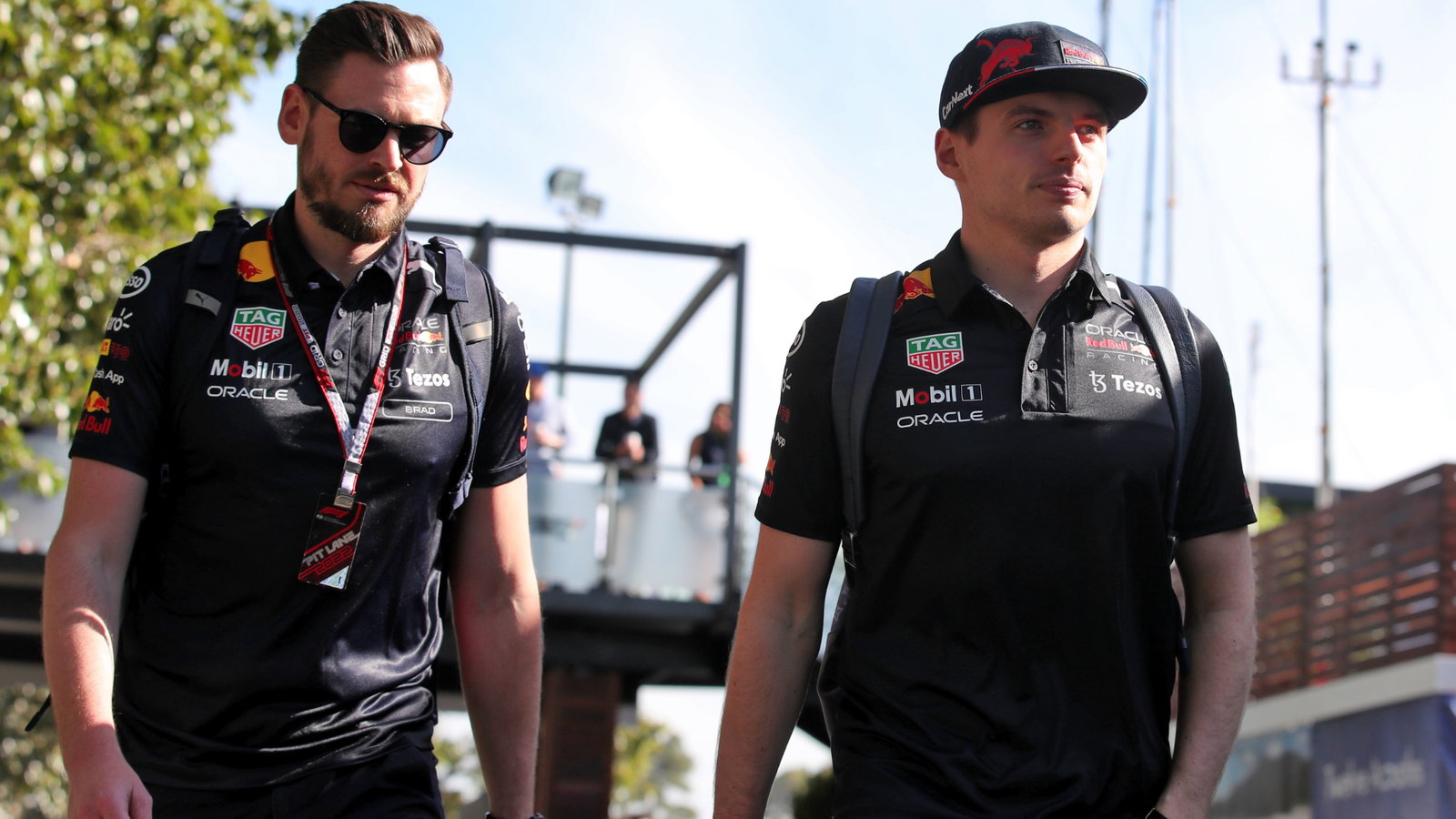 (L to R): Bradley Scanes (GBR) Red Bull Racing Physio and Performance Coach with Max Verstappen (NLD) Red Bull Racing.
