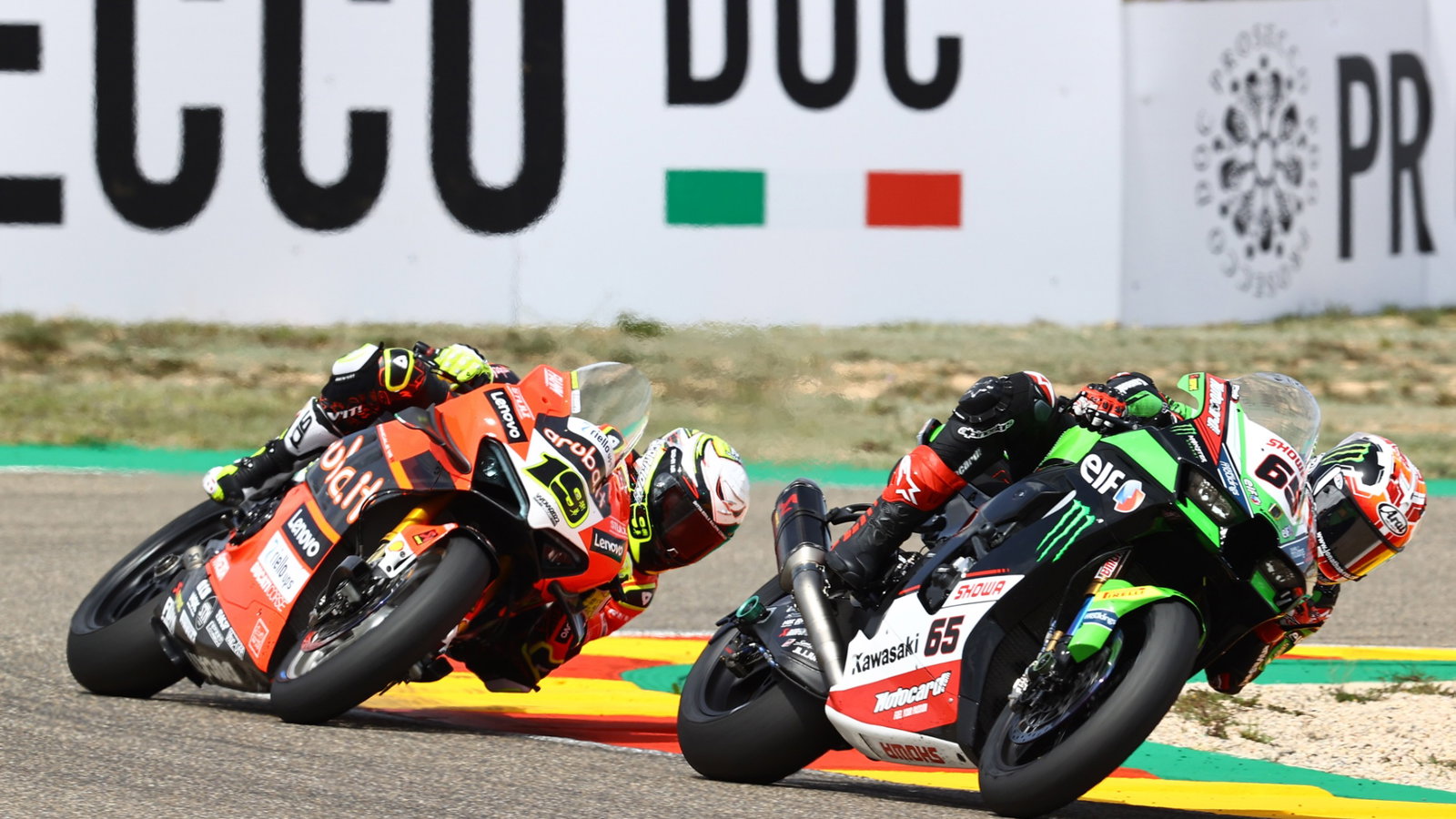 Jonathan Rea Kawasaki, Alvaro Bautista Ducati WorldSBK Aragon