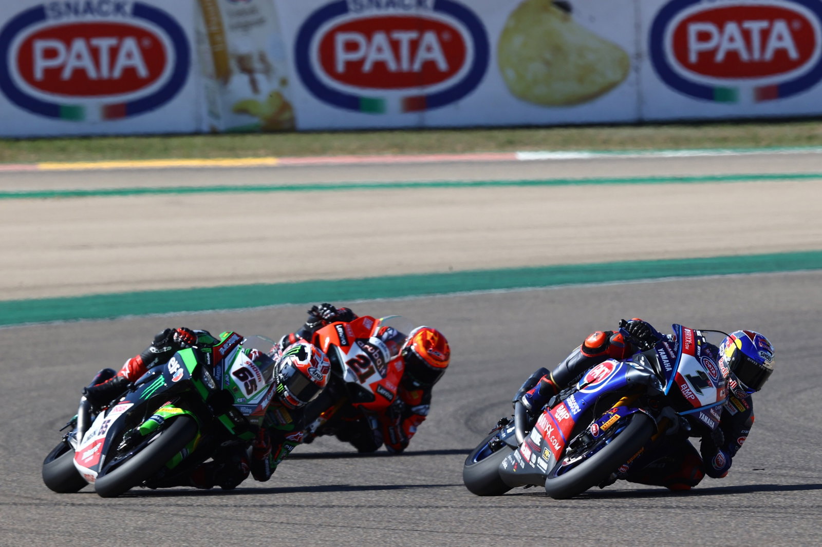 Toprak Razgatlioglu, Jonathan Rea and Michael Ruben Rinaldi, Aragon WorldSBK Superpole Race, 10 April