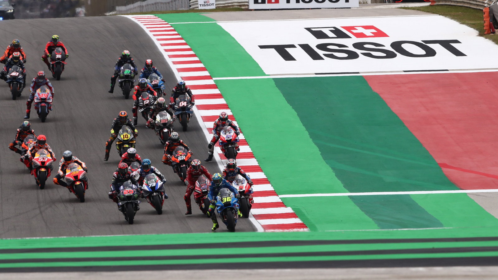 Joan Mir leads start, MotoGP race, Portuguese MotoGP. 24 April