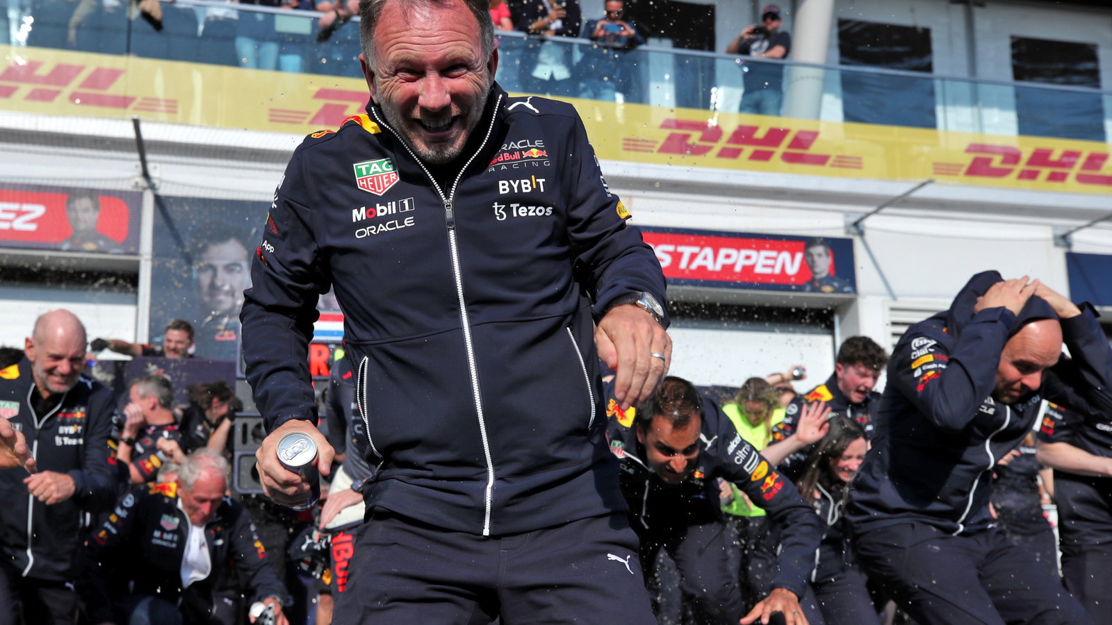 Race winner Max Verstappen (NLD) Red Bull Racing celebrates with Christian Horner (GBR) Red Bull Racing Team Principal and