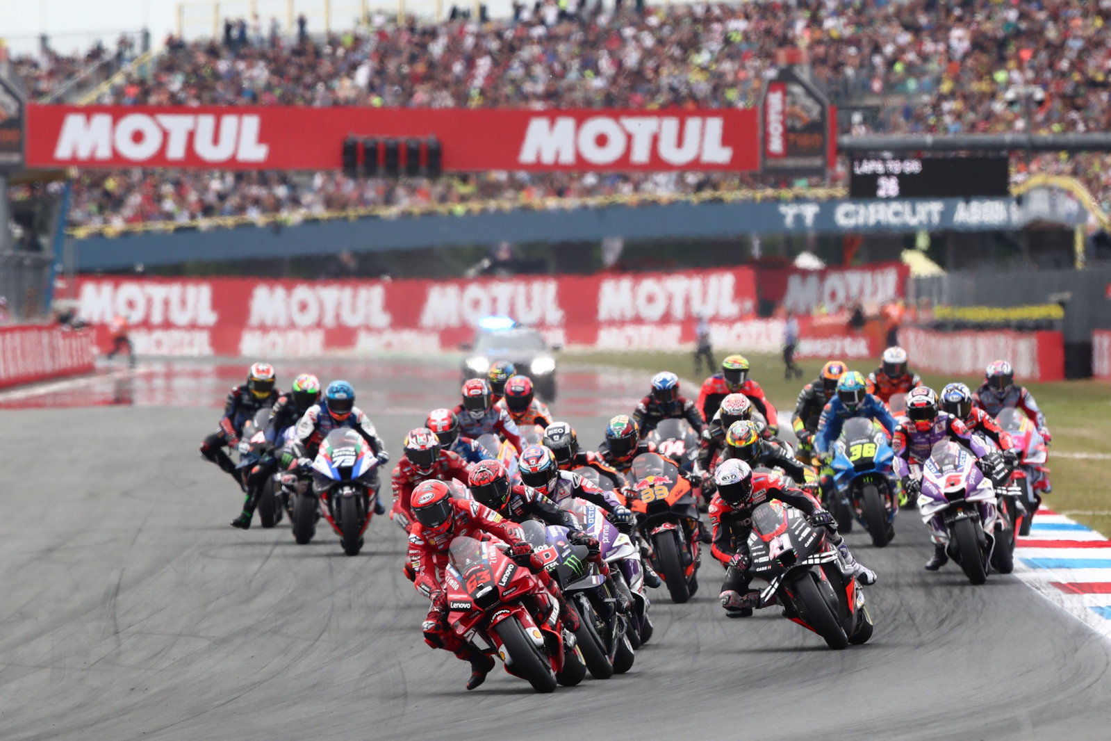 Francesco Bagnaia race start, Dutch MotoGP race, 26 June