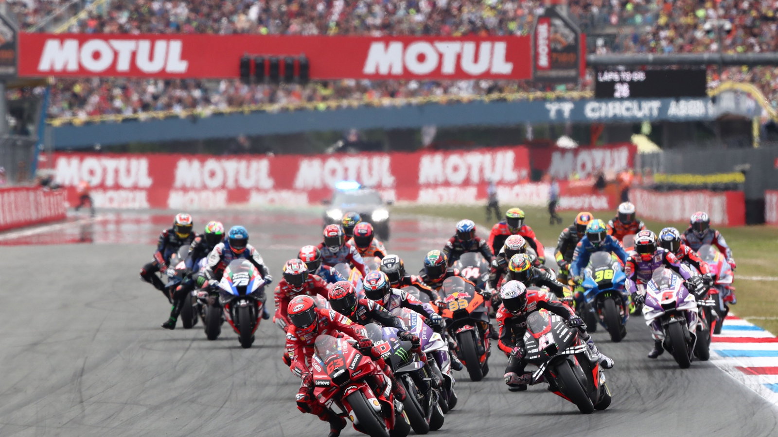 Francesco Bagnaia race start, Dutch MotoGP race, 26 June