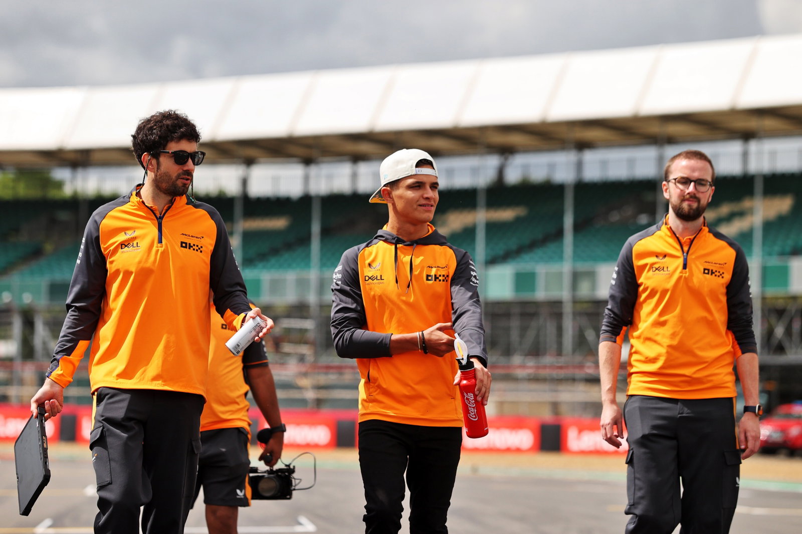 Lando Norris (GBR) McLaren walks the circuit with the team. Formula 1 World Championship, Rd 10, British Grand Prix,